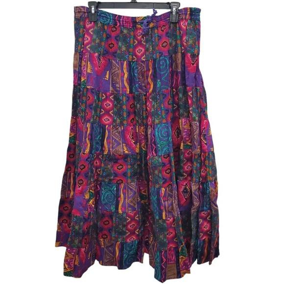 Rodeo Westernwear Women's Vintage Southwest Cowgirl Mixed Patchwork Maxi Skirt S - Picture 1 of 5